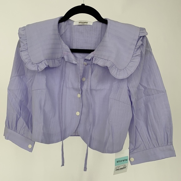 NEW! STORETS RUTH RUFFLE TRIM PUFFED BLOUSE - Picture 2 of 10